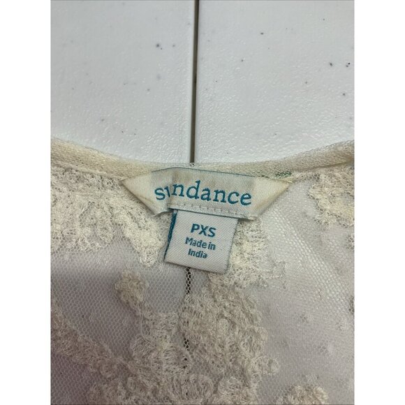 Sundance Cream Open Front Crochet duster‎ Lace Cardigan bell sleeve size XS - Picture 5 of 9